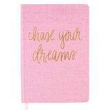 Chase Your Dreams Pink and Gold Fabric Journal