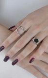 Story&Scout™️ Collection- Sterling silver geometric black hexagon ring