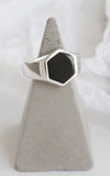 Story&Scout™️ Collection- Sterling silver geometric black hexagon ring